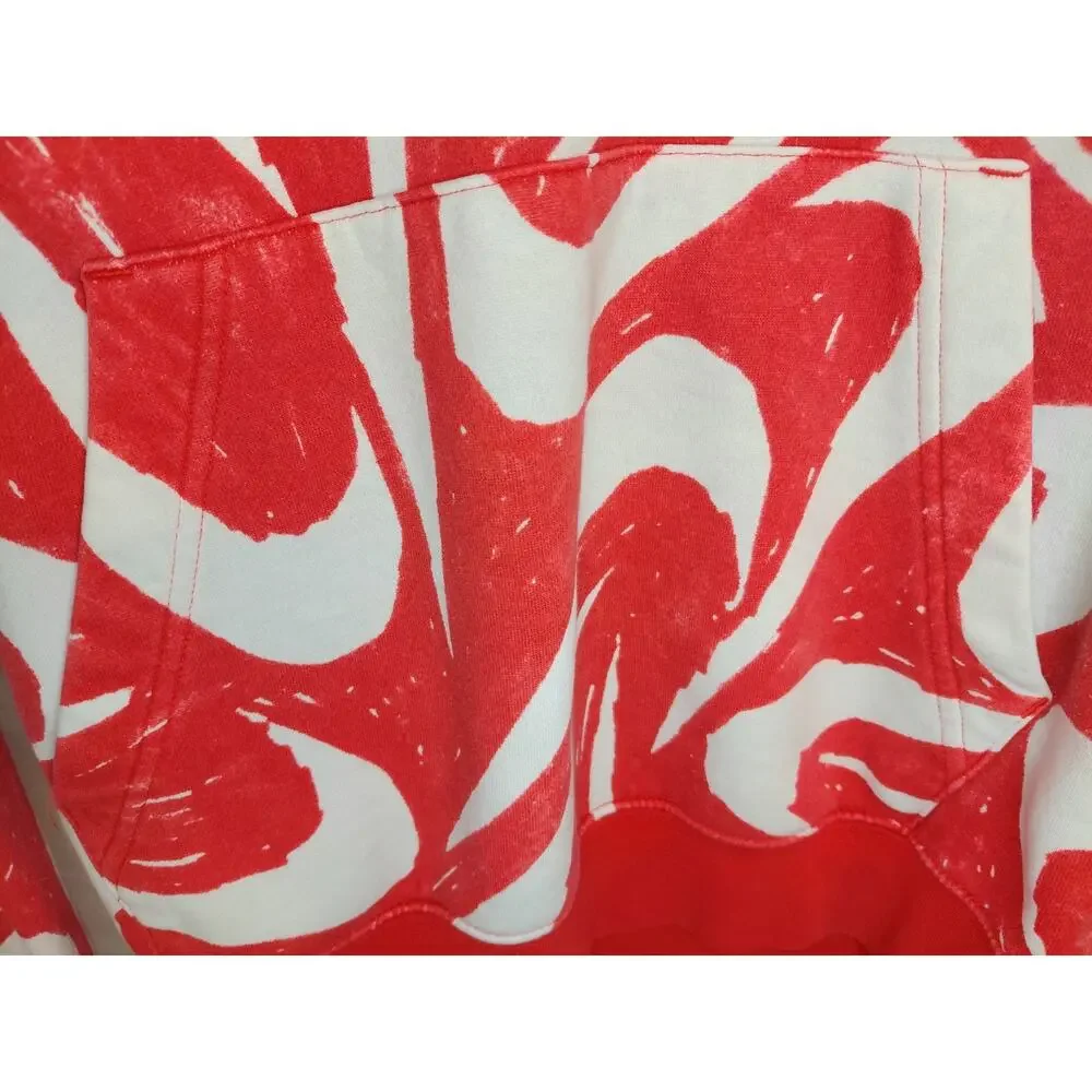 Nike Sportswear Club Fleece All Over Print Swoosh Hoodie Red/White Sm Scribble